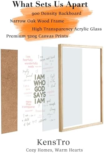 KensTro 12x16 Oak Framed I Am Who God Says I Am Scripture Art