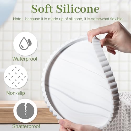 Round Bathroom Tray Perfume Organizer Coffee Table Decor, 10" Marble