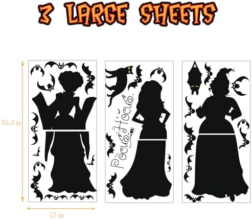 Halloween Witch Window Cling Decal Decoration 35.5" Large Hocus-Pocus Decor