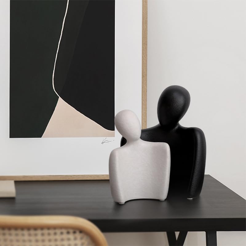 Ceramic Couple Statues / Black White
