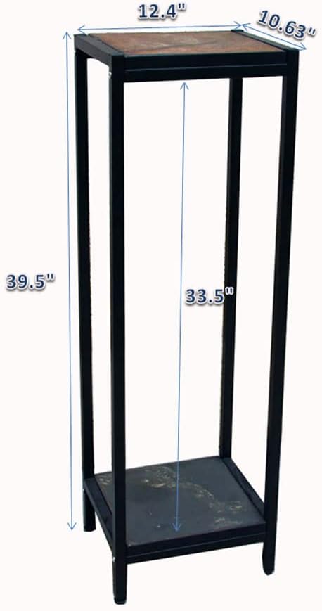 Zhongma 2 Tier 39.5" Tall Plant Stand with Slate Top, 12.4 x 10.63 x 39.5 inches, Square Flower Shelf for Balcony