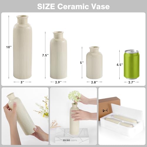 Small Ceramic Vase / Beige / Set of 3