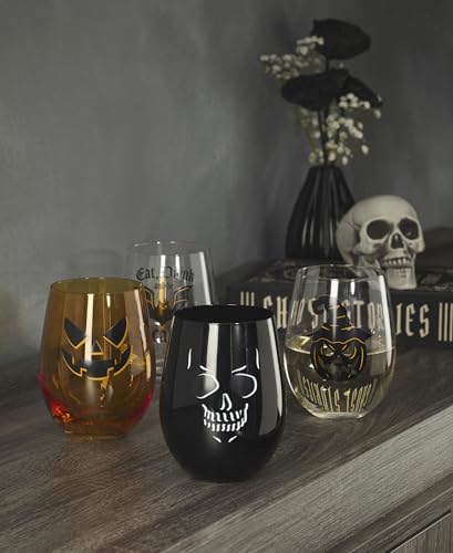 Oneida Vintro Halloween Stemless Wine Glasses, Set of 4