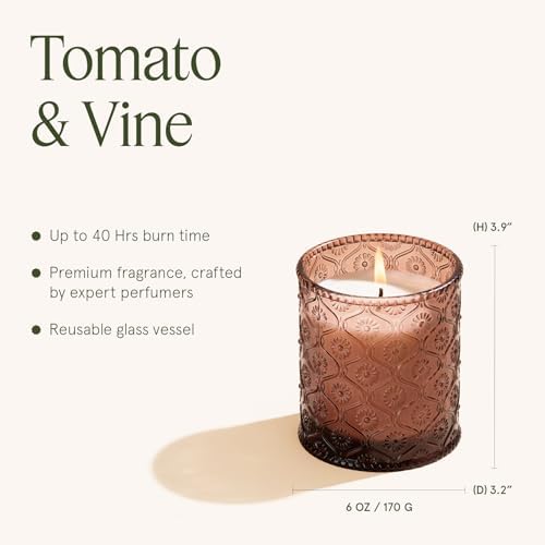 LA JOLIE MUSE Tomato & Vine Scented Candles for Home, Natural Soy, 40 Hrs