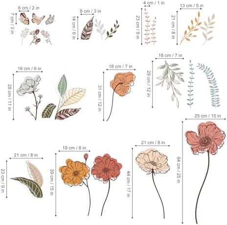 Boho Flower Wall Stickers Wildflower Floral Grass Peel and Stick Wall Art Decals