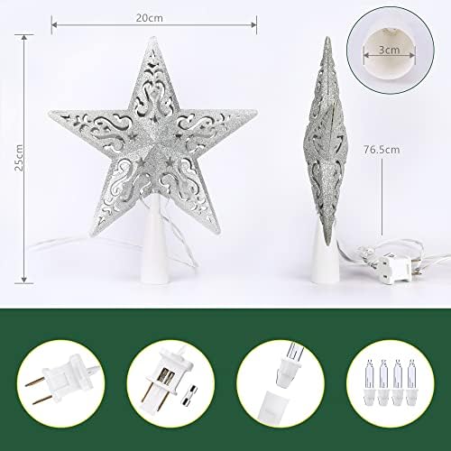 BrizLabs Lighted Christmas Star Tree Topper, 8”with 10 Lights
