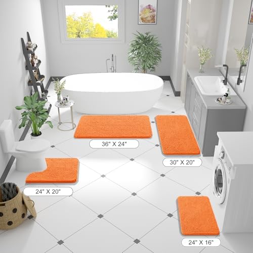OLANLY Bathroom Runner Rugs 59x24, Extra Soft Absorbent Chenille Bath Rugs