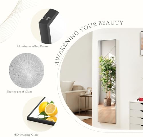 Full Length Floor Mirror, 16"x59" Body Wall Mirror with Stand