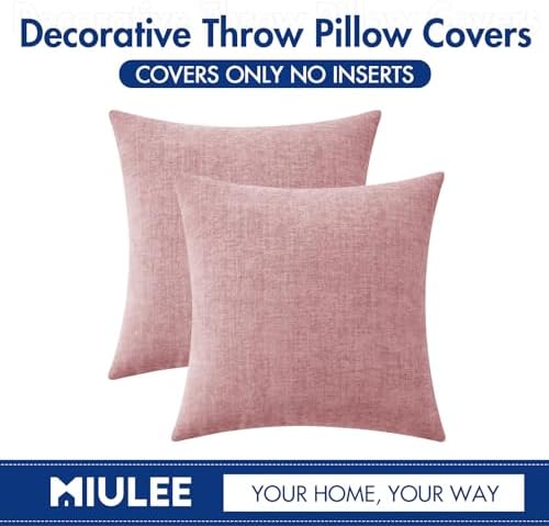MIULEE Soft Chenille Throw Pillow Covers Blush Pink 20x20 Inch Pack of 2