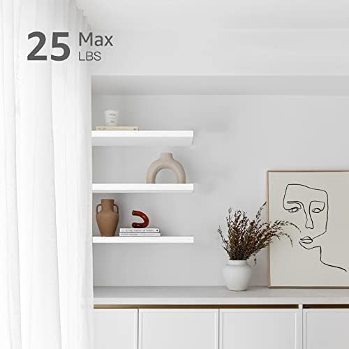 QEEIG Bathroom Long Floating Shelves for Wall (White, Set of 2, 23.6")