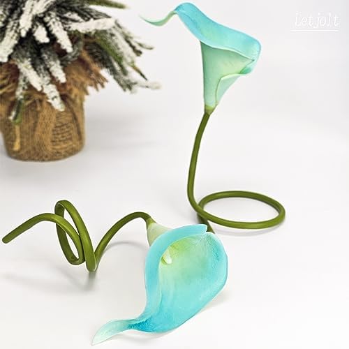 Letjolt Artificial Calla Lily Peacock Blue Flowers 20 Pieces