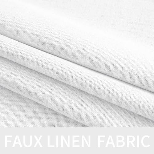 MIULEE 100% Blackout Linen Curtains for Bedroom 52x90 Inches Bright White
