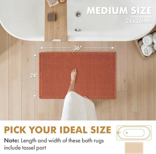 MIULEE Fall Orange Set of 2 Waffle Bathroom Rugs Boho Bath Mat 24x36 Inch