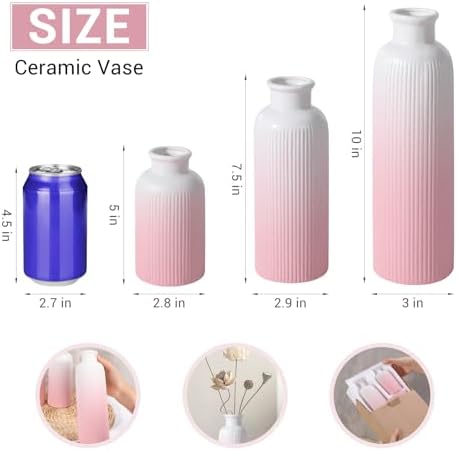 Small Ceramic Vase / Gradient Pink / Set of 3