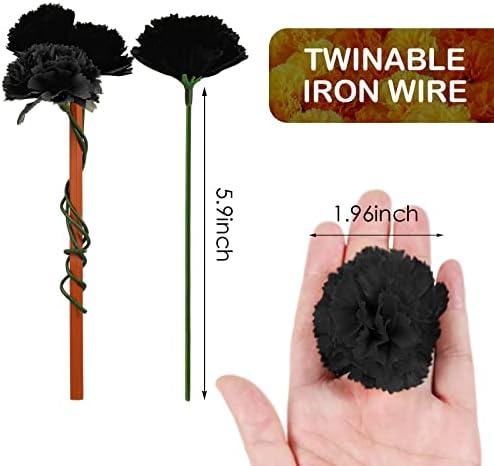 Waydress 20 Pcs Artificial Marigold Flowers Halloween,Black