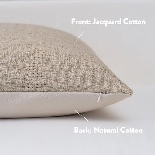 Decorative Neutral Throw Pillow Covers Farmhouse Pillow Covers Cotton / Waffle Stripe / 18 x 18