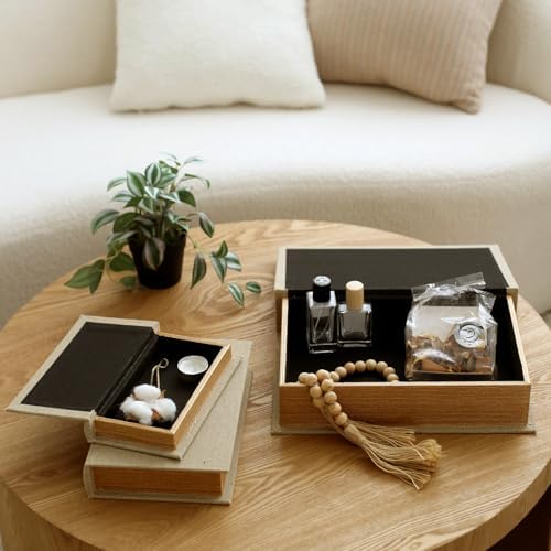 Decorative Book Boxes / Warm Taupe / 13",10",8 / Set of 3