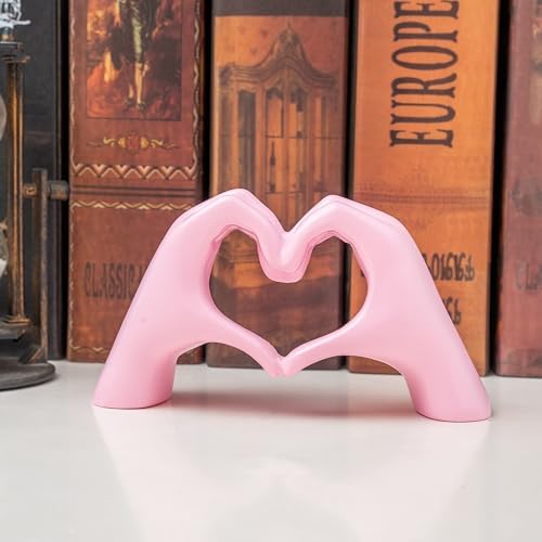Small Heart Hands Sculpture Decor for Living Room Bedroom Bookshelf Coffe Table and Office Display, Love Finger Statue