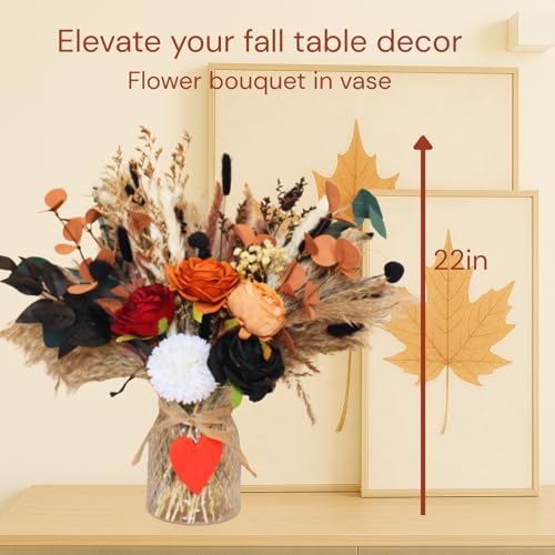 Fall Dried & Artificial Floral Centerpieces For Tables, Thanksgiving Decor