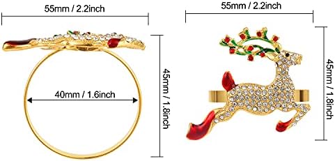 KPOSIYA Christmas Napkin Rings Set of 12 for Holiday Table Decor, Gold