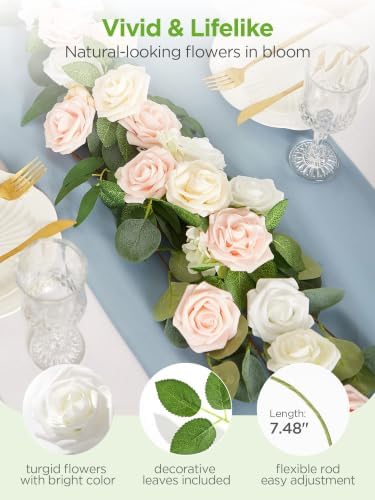 InnoGear Fake Roses 50 Pcs White Flowers Artificial Faux Foam Floral Decor