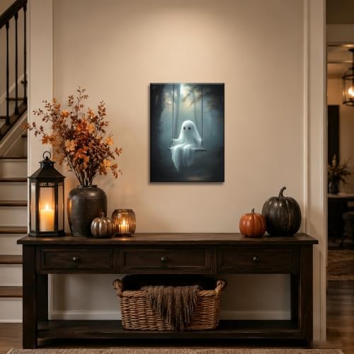 ILLBDR Halloween Cute Ghost Canvas Wall Art 12x16 inch
