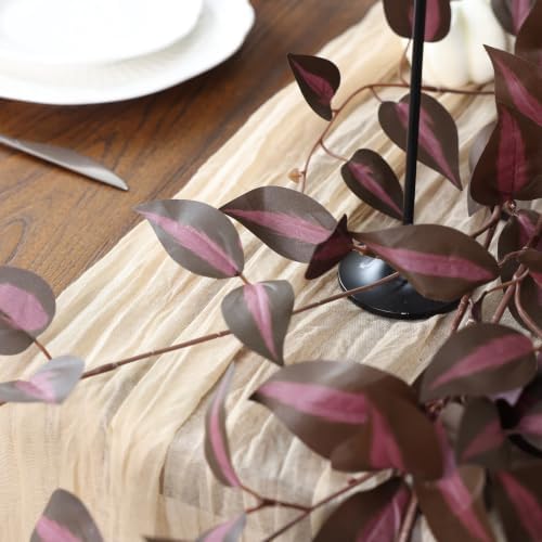 Mizii 2 Strands Artificial Vines Garland 72" Fake Vine with Silk Burgundy Leaves Faux Hanging Plants Greenery Decoration for Outdoors Indoor Room Mantle Table Centerpieces Fall Decor (Burgundy)