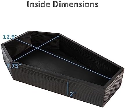 Creative Hobbies Black Painted Wood Coffin Tray - 13.5 Inch Coffin Shaped Serving Tray Box, Great for Candy, Keys, Candles - Perfect Halloween Décor | 13.5" x 8.5"