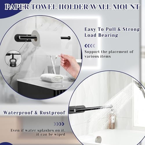 Black Paper Towel Holder, Self Adhesive Paper Towel Holder Under Cabinet