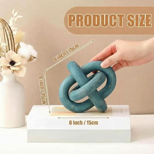Yalikop 3 Link Wood Knot Decor Rustic Table Shelf Accents, Blue