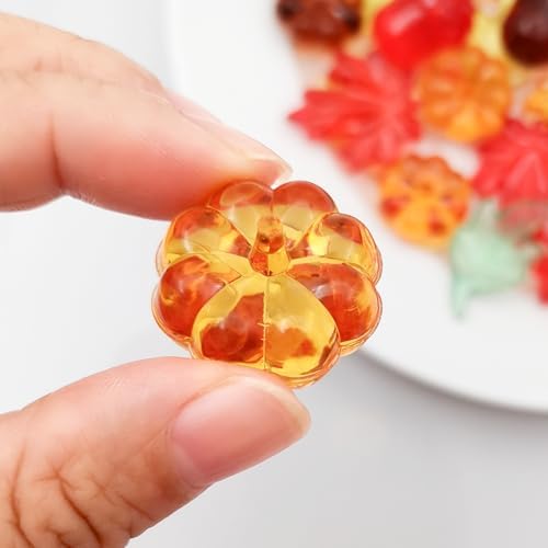 125 Pieces Fall Vase Filler for Thanksgiving Day Decor, Acrylic Pumpkin Table Scatter, Mini Fall Leaves Acorns Pumpkins Maple Leaves Gems Autumn Decor 1LB