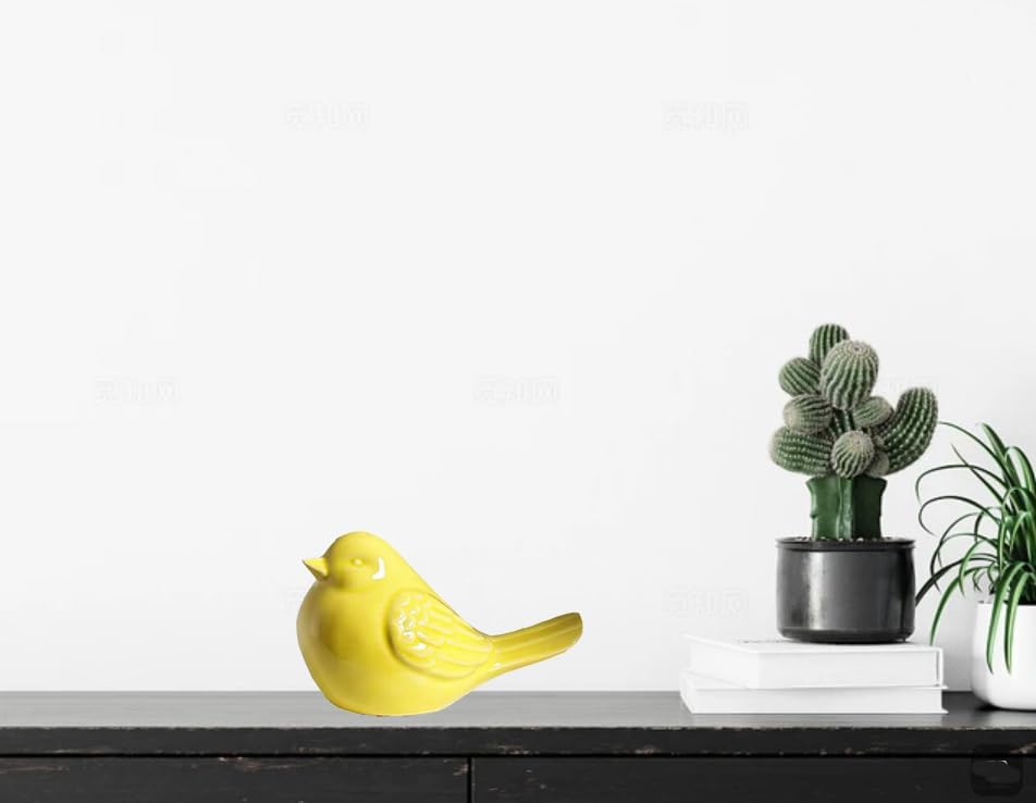Ceramic Birds Statues Home Decor Modern Style Decorative Ornaments Animal Figurines / Yellow