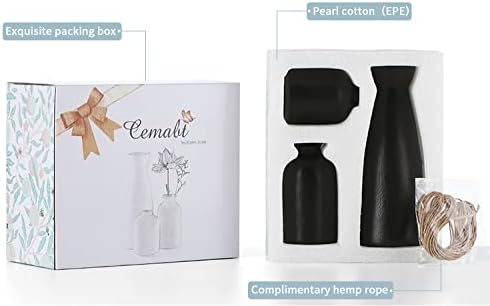 Black Ceramic vase Set-3 Small Flower vases for Decor / 3set-black