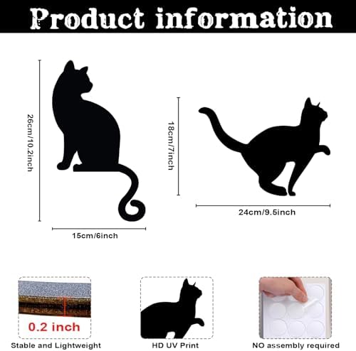 Kercan Black Cat Wall Decor Set of 2, Minimalist Cat Silhouette Door Frame Art, Wooden Cat Wall Hanging for Bedroom Bathroom Living Room Home Decoration