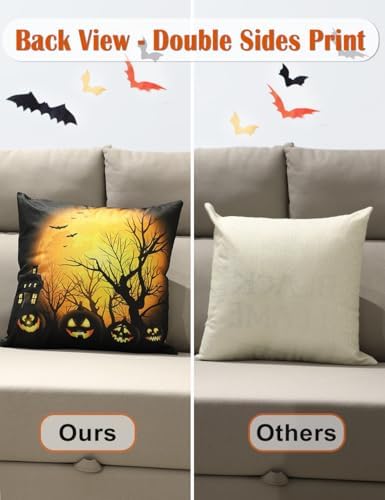multiwins Halloween Pillow Covers 16x16 4Pcs Double-Sided with 8 Patterns