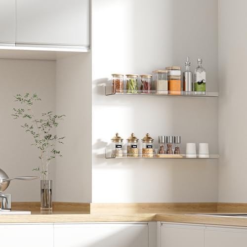 upsimples 23.6" Acrylic Shelves for Wall Storage and Organizer, 2 Pcs