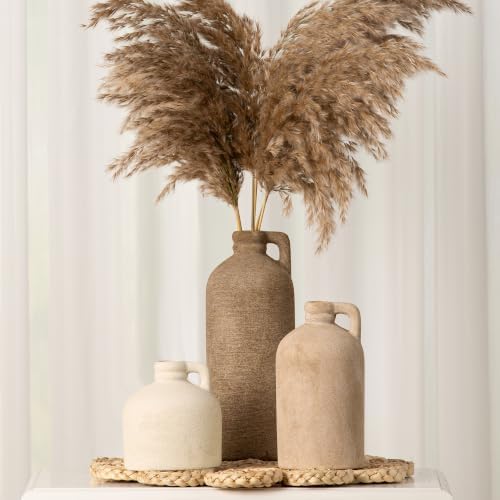Ceramic Vase Home Table Decor - Flower Vase Set of 3 Living Room Kitchen Decorations Farmhouse Modern Rustic Vases