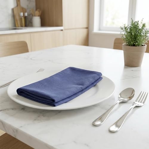 Cloth Napkins Set of 12, 100% Cotton Dinner Napkins for Thanksgiving, Christmas & Fall Entertaining, Washable Reusable Table Linens for Wedding & Everyday Use, 18 x 18 Inch, Gray Blue