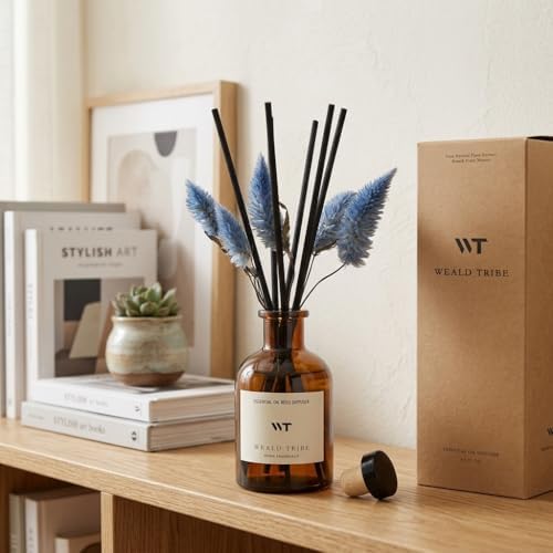 WEALD TRIBE Reed Diffuser Set for Bathroom Air Fresheners, Oil Diffuser Sticks | Sage & Sea Salt Scent 4.0 fl oz Home