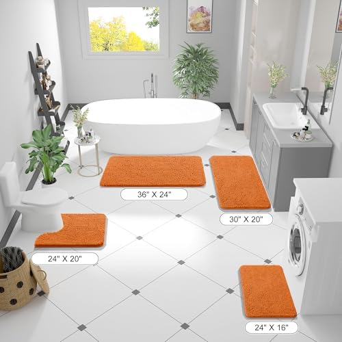 OLANLY Small Bathroom Rugs 24x16, Extra Soft Absorbent Chenille Bath Rugs, Rubber Backing Quick Dry, Machine Washable