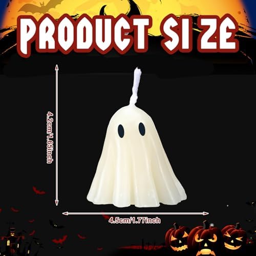 Jutom 10 Pcs Halloween Ghost Candles Mini Ghost Decor, Fresh