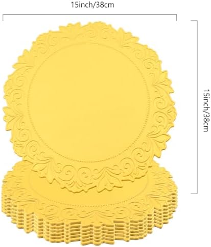Round Faux Leather Placemats Set of 6, Dining Table Mats, Mango Yellow