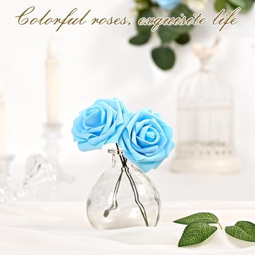 BLEUM CADE 36Pcs Artificial Flowers Fake Foam Roses with Stems for Wedding
