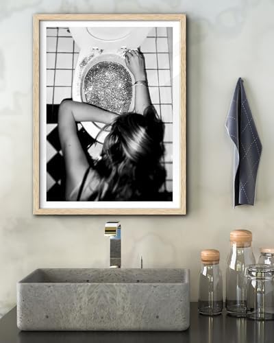 EcoHest 16x20 in After the Disco Party Framed Wall Art for Bathroom