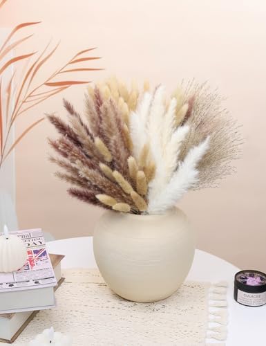 xin's convey 110pcs Dried Pampas Grass, (Vase Not Included),Dried Flower Bouquet, Reed Grass Bouquet for Boho Floral Home, Wedding Party Centerpiece, Rustic Farmhouse Decoration.(Brown)