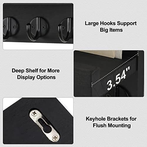 Lwenki Key Holder for Wall, Decorative Key and Mail Holder with Shelf Has Large Hooks for Bags, Coats, Umbrella –