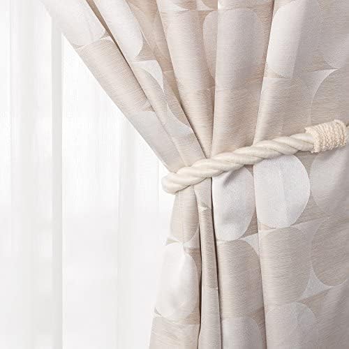DÉCOPRO Traditional Rope Curtain and Drapery Tieback, Spread 18" (45.5cm), 1" (2.5cm) Thick Cord # 0100RTB, Off White