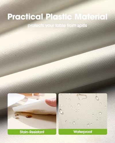 Pureegg Plastic Table Cloth Disposable 84 Inch Round 10 Pack, Beige