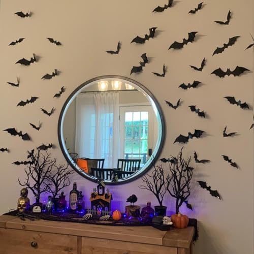 Bats Halloween Decoration, 60Pcs Black Bat Stickers