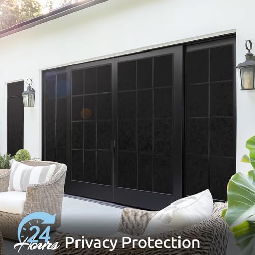 rabbitgoo Rainbow Window Privacy Film, Stained Cling, Black, 17.5" x 78.7"